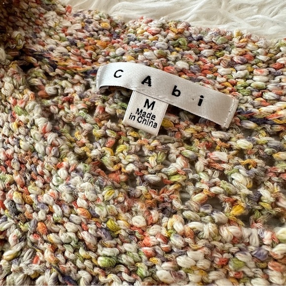 Cabi Multicolor Bouclé Knit Short Sleeve Summer Sweater Size M - Picture 8 of 14